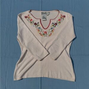 vintage 90s 3/4 sleeve embroidered and beaded top
